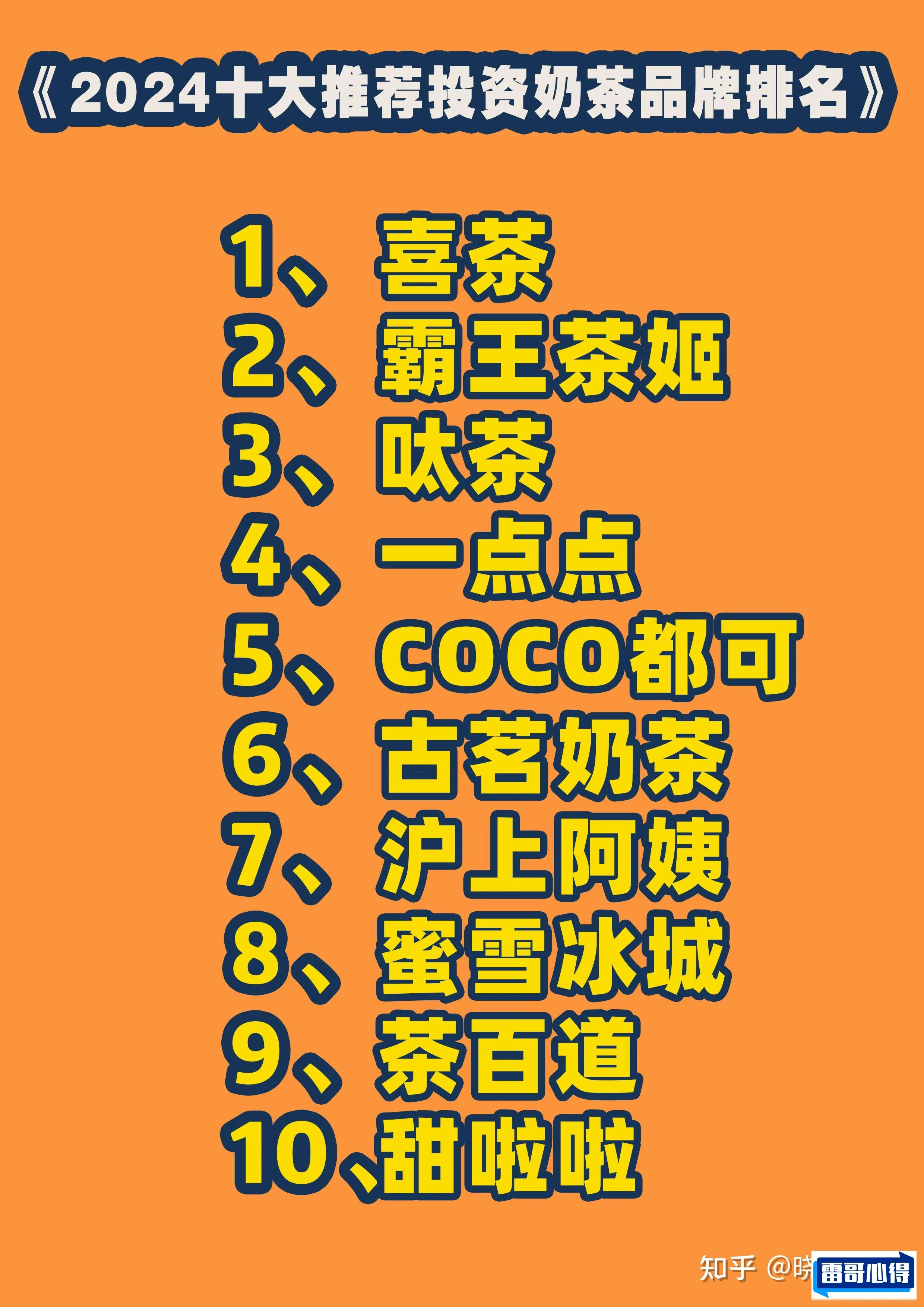 魔都7家奶茶巨头2025近期排名前十名榜单出炉